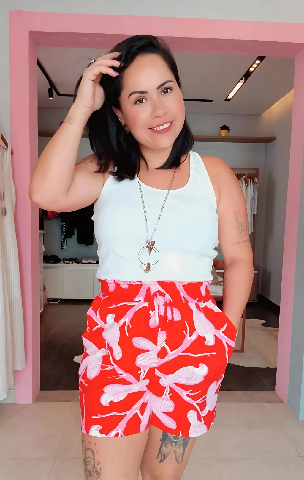 SHORTS VISCOSE ESTAMPADO COM ELÁSTICO