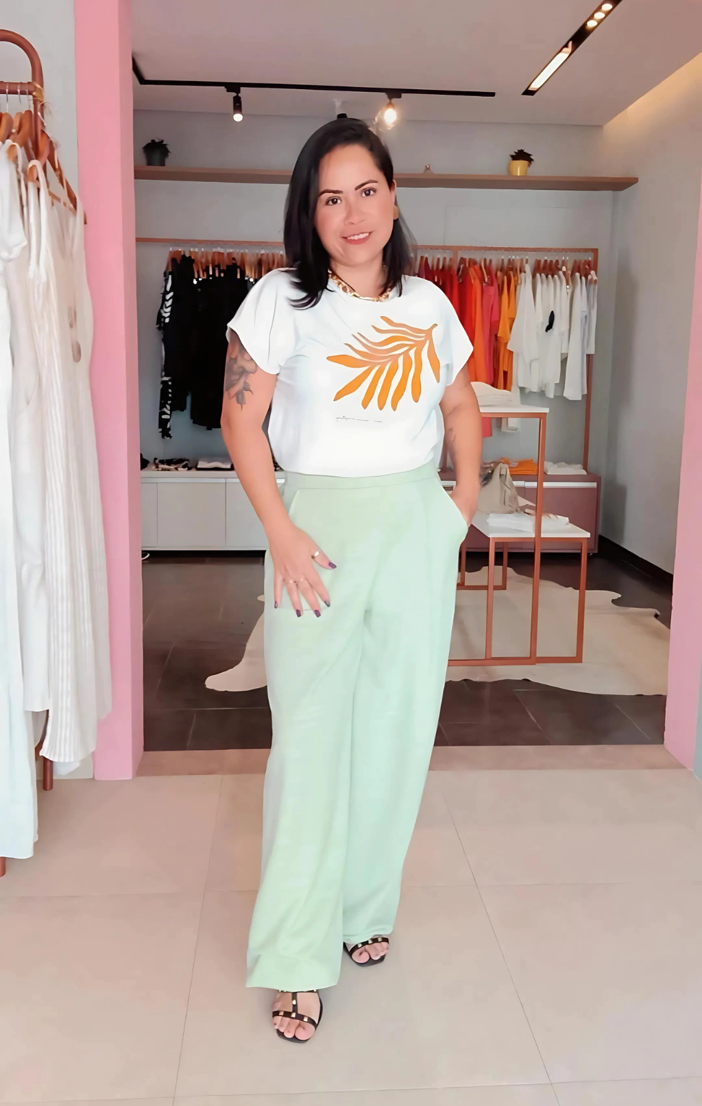 CALÇA PANTALONA LINHO E ALGODÃO