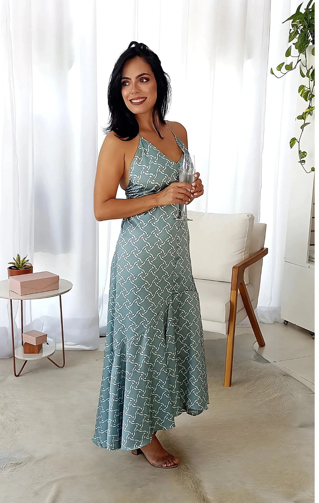 VESTIDO LONGO CETIM DUNA