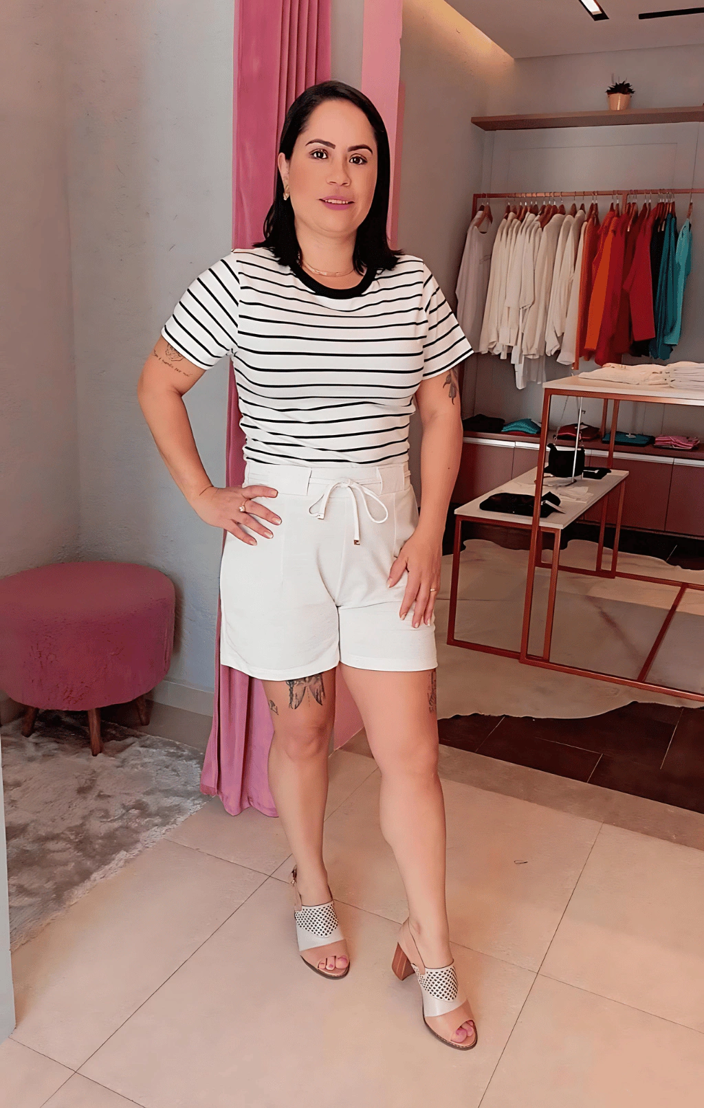 SHORTS LINHO E ALGODÃO COM ELÁSTICO