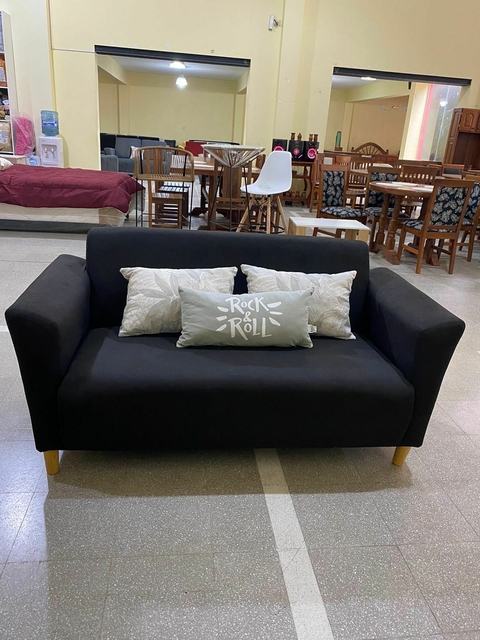 Sofa eclipse 2 cuerpos - 1,60 mt- chenille negro - comprar online