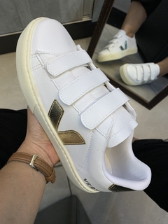 Vert Branco/Dourado Velcro na internet