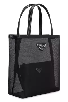 Cartera Prada Logo Plaque Mesh Small Tote Bag en internet