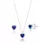 Conjunto Colar e Brinco de Prata 925 Coração Delicado Azul Marinho - comprar online