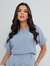 Blusa de Linho Gola V com Detalhes na manga - QUINTA AVENIDA OUTLET