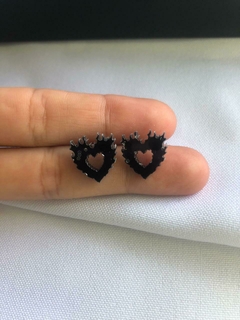 Aritos Mini Acero Corazon (negro-rosa-beige) en internet
