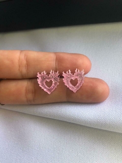 Aritos Mini Acero Corazon (negro-rosa-beige)