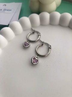 Argollitas Corazon rosa