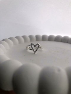 Anillo Corazon Cubic Regulable Ac Blanco - comprar online