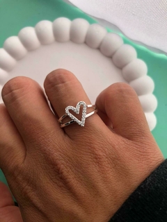 Anillo Corazon Cubic Regulable Ac Blanco