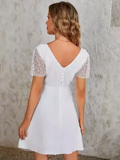 Vestido blanco mangas encaje - Victoria Concept Store