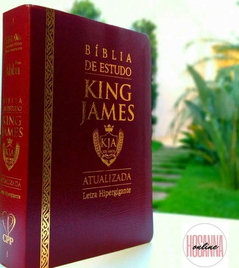 Bíblia de Estudo King James Atualizada | Letra Hipergigante | Capa Luxo Vinho