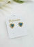 Brinco Coração com pedrinha Azul Folheado a Ouro 18K