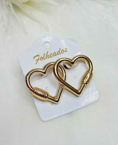 Brinco Coração Cadeado Folheado a Ouro 18k - comprar online