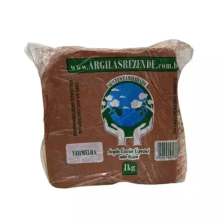Argila Escolar Vermelha 1kg