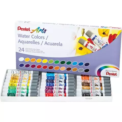 Aquarela Em Tubo Estojo 24 Cores 5 ml - PENTEL