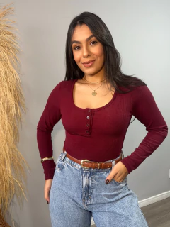 Blusa canelada botões - Closet Maria