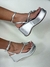 Sandália Tamanco Plataforma Tiras Bomber Prata Anabela Tendencia - Mely Shoes
