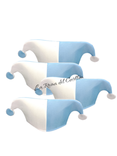 Gorro Arlequín de 2 puntas de tela, varios equipos x1