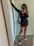 Vestido curto tricot com amarração