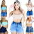 Kit 5 Shorts Curtos 4 Botões Estampas: Looks Em um Único Kit