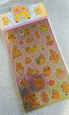 Stickers metalizados con textura - Capibara - Hanami Makeup