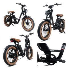 BICICLETA ELETRICA RAVA E-CHOPPER STEEL 48V ARO 20" PT - comprar online