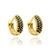 Brinco Argola Cravejada em Zircônia 25 Pedras Pretas (Banho Ouro 24k)