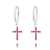 Brinco Argola Cruz Cravejada em Zircônia Rosa G (PRATA 925)