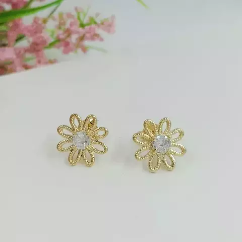 BRINCO FLOR FOLHEADO A OURO 302933