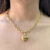 Colar Cadeado c/ Coração 8,3mm (Fecho Boia) (Banho Ouro 24k)