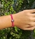 Pulseira macrame rosa coração prata regulável