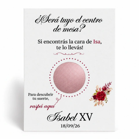 Tarjetas raspaditas personalizadas para XV