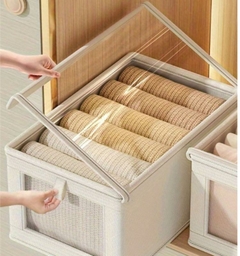 Caja Canasto Cesto Organizador Plegable Con Tapa Y Ventana Tamaño XXL