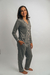 Imagem do Pijama americano feminino longo cinza com rosa Luar