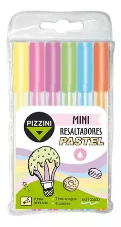 RESALTADOR PIZZINI MINI X6 UNIDADES PASTEL