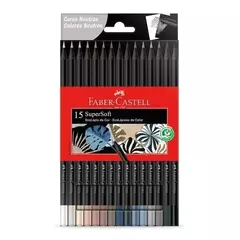 LAPIZ COLOR FABER SUPERSOFT X15 UNIDADES LARGOS - TONOS NEUTROS