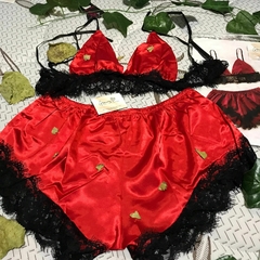 PIJAMA DE SEDA ROJO