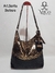 Cartera Santa Barbara - Dorado/Negro con tramado de Flores