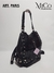 Mochila Cartera Paris - Negro Tapa Textura Reptil