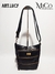 Bandolera Lucy - Negro Cuero Reptil y Crocco