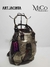 Mochila Cartera Jacinta - Platino / Verde Cemento destalles rojo