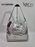 Mochila Cartera Agustina - Plata Textura Reptil