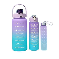 Kit 3 Garrafas De Água Squeeze Motivacional Academia 2000ml + 900ml + 300ml - loja online