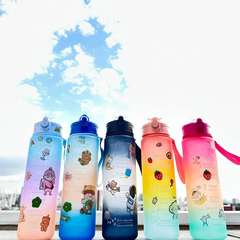 Garrafa De Água Com Adesivos 900ml Motivacional Portátil Esportes Fitness Port - comprar online