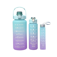 Kit 3 Garrafas De Água Squeeze Motivacional Academia 2000ml + 900ml + 300ml - loja online
