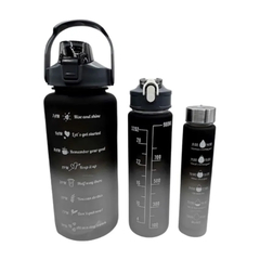 Kit 3 Garrafas De Água Squeeze Motivacional Academia 2000ml + 900ml + 300ml - loja online