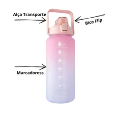 Kit 3 Garrafas De Água Squeeze Motivacional Academia 2000ml + 900ml + 300ml - loja online