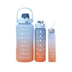 Kit 3 Garrafas De Água Squeeze Motivacional Academia 2000ml + 900ml + 300ml - loja online