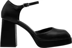 Zapato Punta Cuadrada Plataforma Tacón Ancho